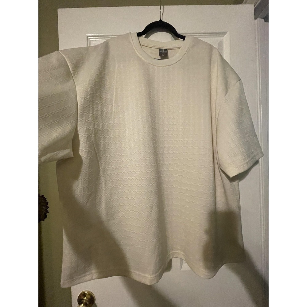 Saints Studio Shirt Mens 3XL White Textured Stretch Short Sleeve Crewneck Tee